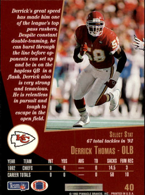 1993 Select #40 Derrick Thomas back image