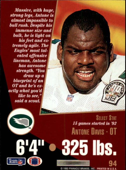 1993 Select #94 Antone Davis back image