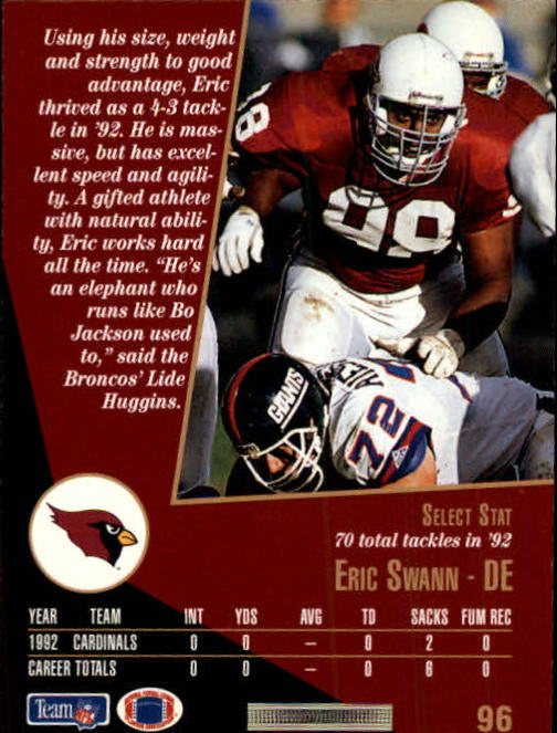 1993 Select #96 Eric Swann back image