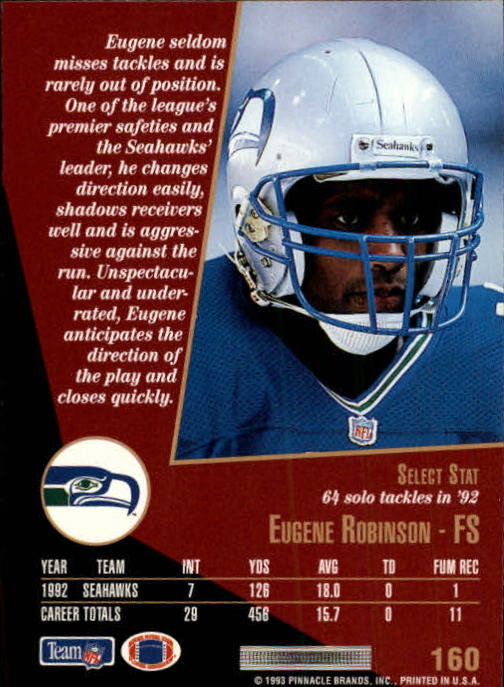 1993 Select #160 Eugene Robinson back image