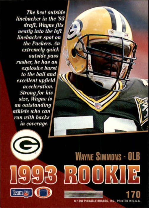 1993 Select #170 Wayne Simmons RC back image