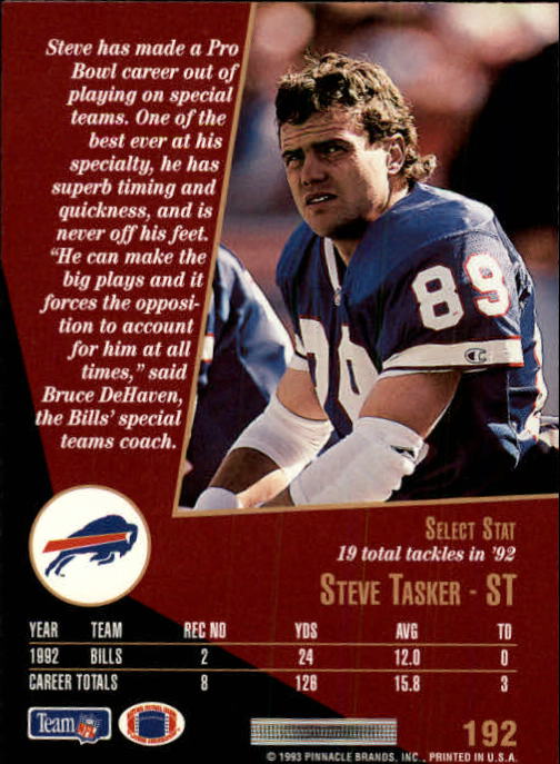 1993 Select #192 Steve Tasker back image