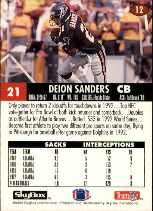 1993 Skybox Impact Football "Main Set" Base Cards #1 to #200 - Picture 25 of 401