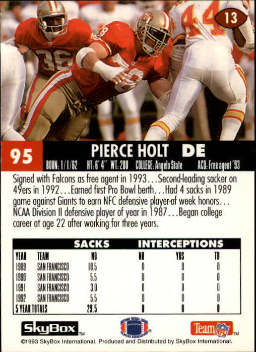 1993 SkyBox Impact #13 Pierce Holt back image