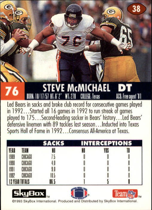 1993 Skybox Impact Football "Main Set" Base Cards #1 to #200 - Picture 77 of 401