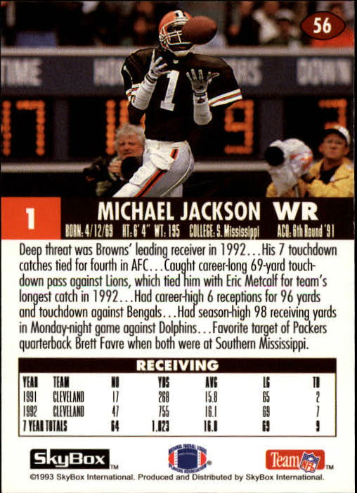 1993 SkyBox Impact #56 Michael Jackson back image