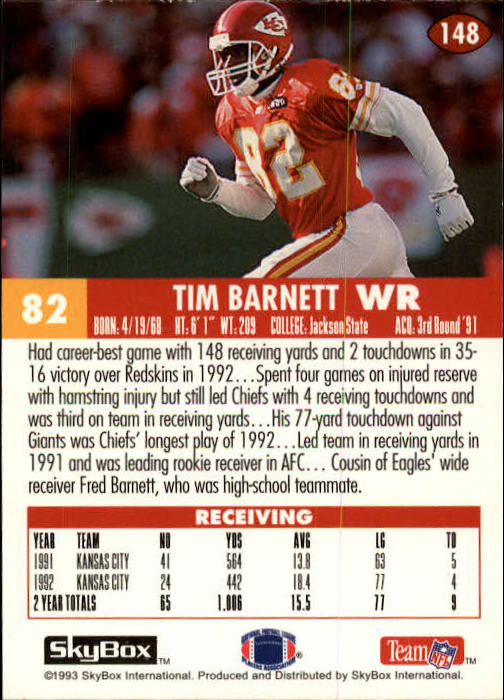 1993 Skybox Impact Football "Main Set" Base Cards #1 to #200 - Picture 297 of 401