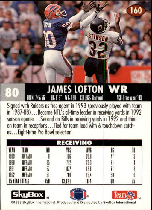 1993 Skybox Impact Football "Main Set" Base Cards #1 to #200 - Picture 321 of 401