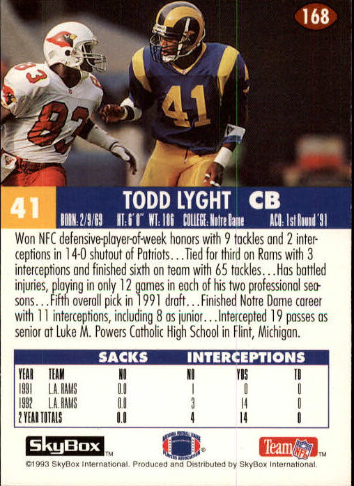1993 Skybox Impact Football "Main Set" Base Cards #1 to #200 - Picture 337 of 401