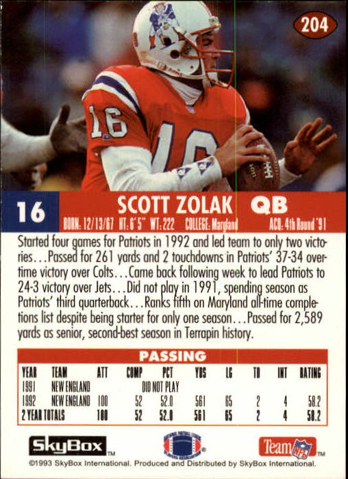 1993 Skybox Impact Football "Main Set" Base Cards #201 to #400 - Picture 9 of 399