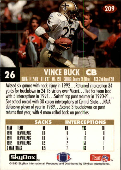 1993 Skybox Impact Football "Main Set" Base Cards #201 to #400 - Picture 19 of 399