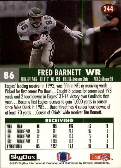 1993 Skybox Impact Football "Main Set" Base Cards #201 to #400 - Picture 89 of 399
