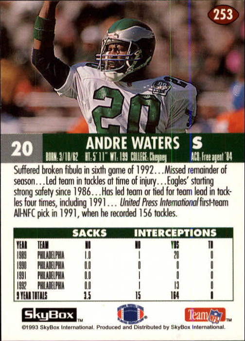 1993 Skybox Impact Football "Main Set" Base Cards #201 to #400 - Picture 107 of 399