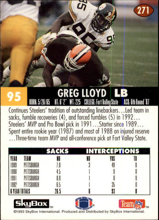 1993 Skybox Impact Football "Main Set" Base Cards #201 to #400 - Picture 143 of 399