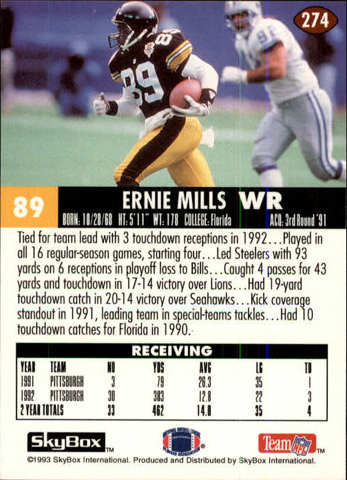 1993 Skybox Impact Football "Main Set" Base Cards #201 to #400 - Picture 149 of 399