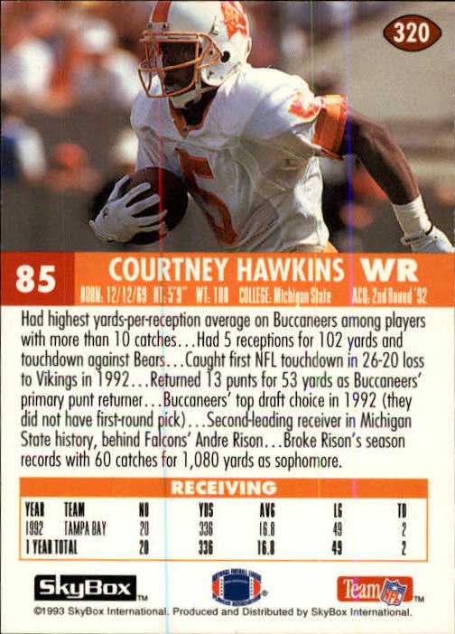 1993 Skybox Impact Football "Main Set" Base Cards #201 to #400 - Picture 241 of 399