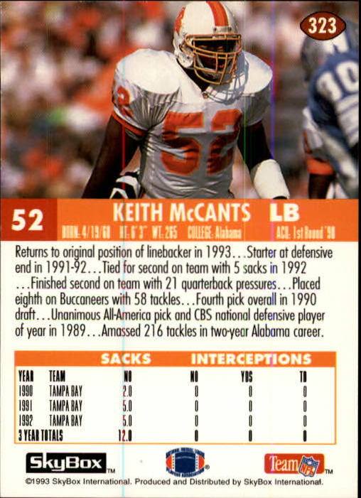 1993 Skybox Impact Football "Main Set" Base Cards #201 to #400 - Picture 247 of 399