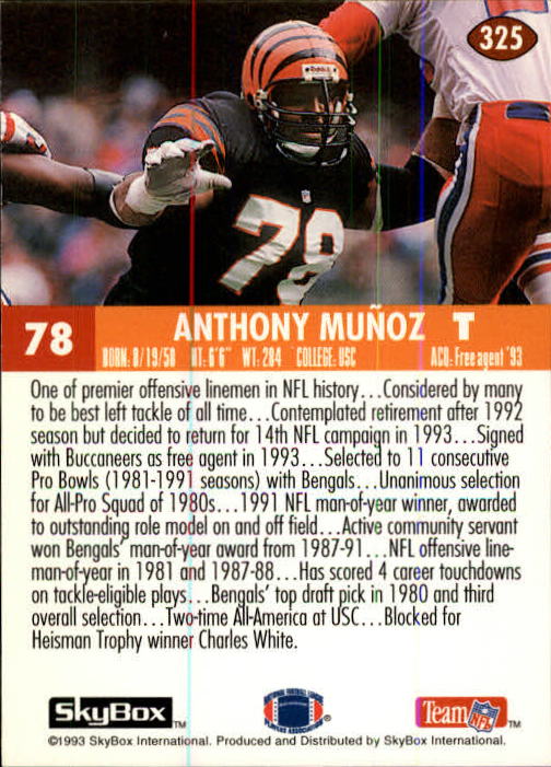 1993 Skybox Impact Football "Main Set" Base Cards #201 to #400 - Picture 251 of 399