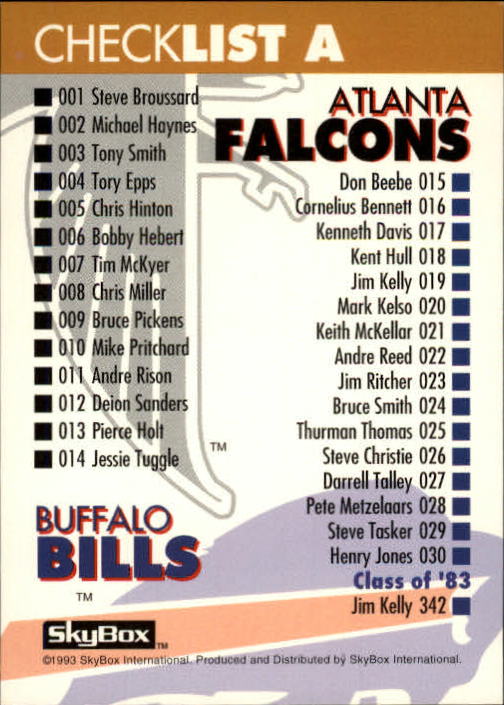 1993 Skybox Impact Football "Main Set" Base Cards #201 to #400 - Picture 306 of 399