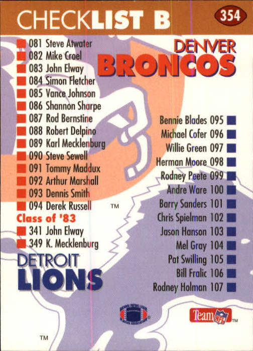1993 Skybox Impact Football "Main Set" Base Cards #201 to #400 - Picture 309 of 399