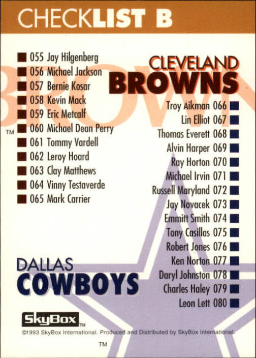 1993 Skybox Impact Football "Main Set" Base Cards #201 to #400 - Picture 308 of 399