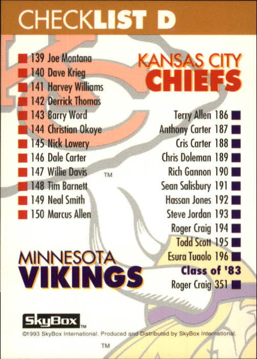 1993 Skybox Impact Football "Main Set" Base Cards #201 to #400 - Picture 312 of 399