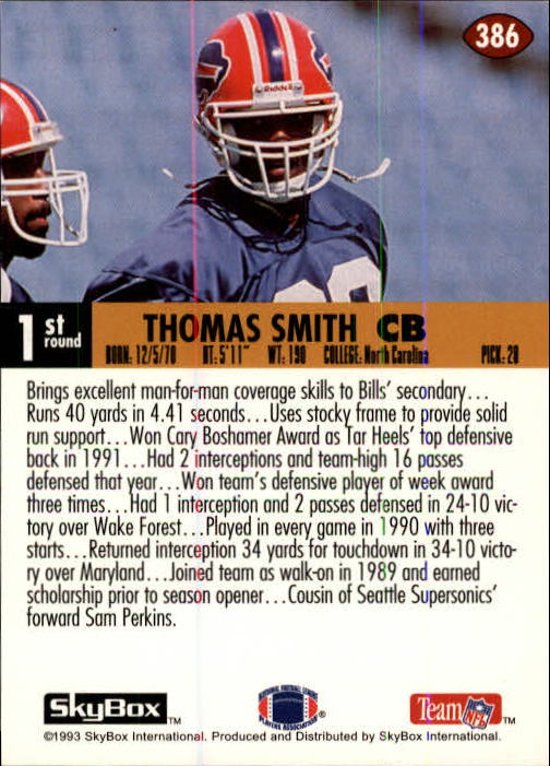 1993 Skybox Impact Football "Main Set" Base Cards #201 to #400 - Picture 373 of 399