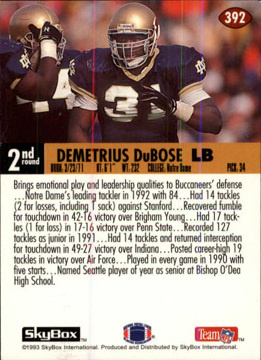 1993 Skybox Impact Football "Main Set" Base Cards #201 to #400 - Picture 385 of 399