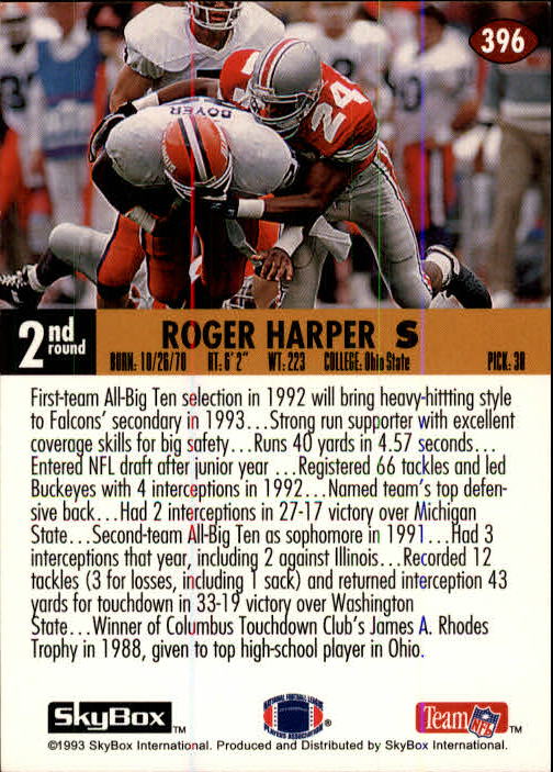 1993 Skybox Impact Football "Main Set" Base Cards #201 to #400 - Picture 393 of 399