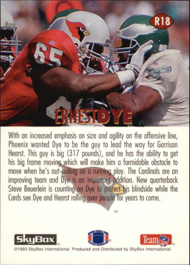 1993 SkyBox Impact Rookie Redemption #R18 Ernest Dye back image
