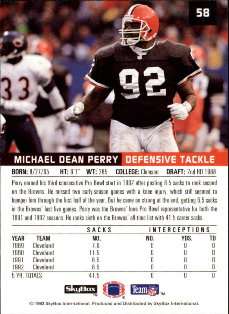 1993 SkyBox Premium #58 Michael Dean Perry back image