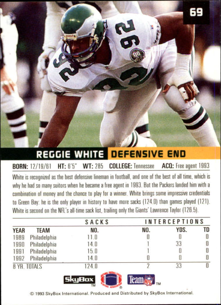 1993 SkyBox Premium #69 Reggie White back image