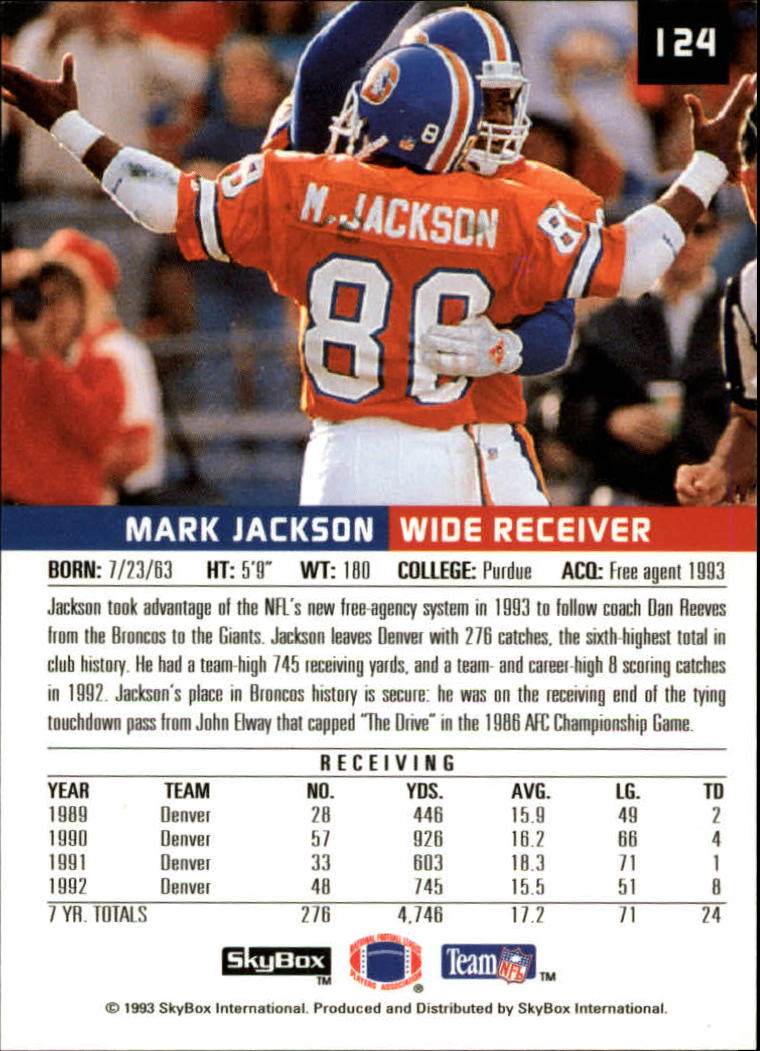 1993 SkyBox Premium #124 Mark Jackson back image