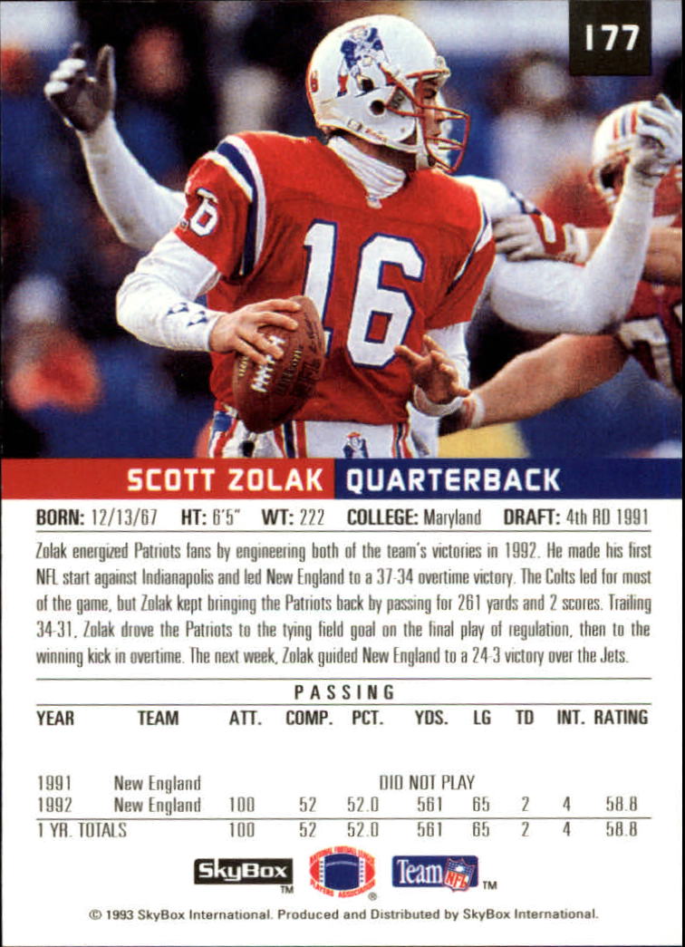 1993 SkyBox Premium #177 Scott Zolak - NM-MT