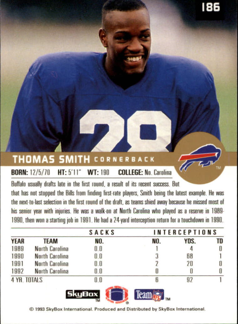 1993 SkyBox Premium #186 Thomas Smith RC back image