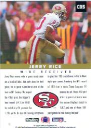 1993 SkyBox Premium Poster Cards #CB5 Jerry Rice/Wide Receiver back image