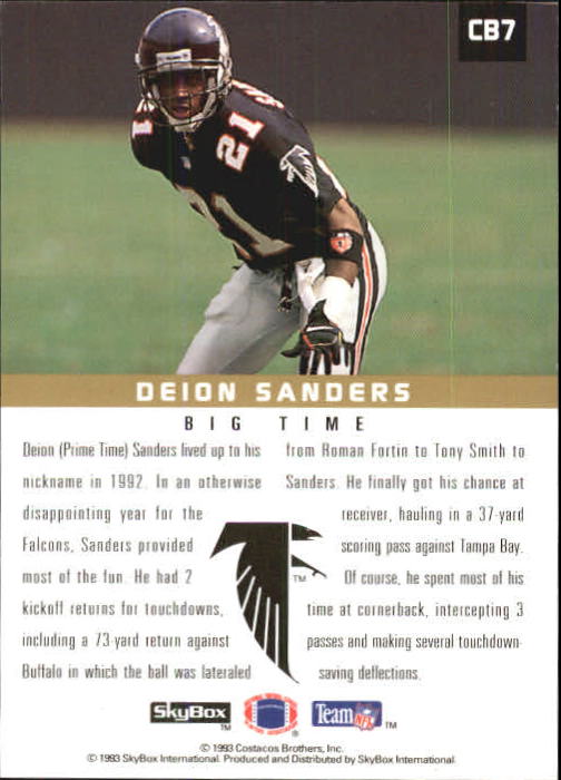 1993 SkyBox Premium Poster Cards #CB7 Deion Sanders/Big Time back image
