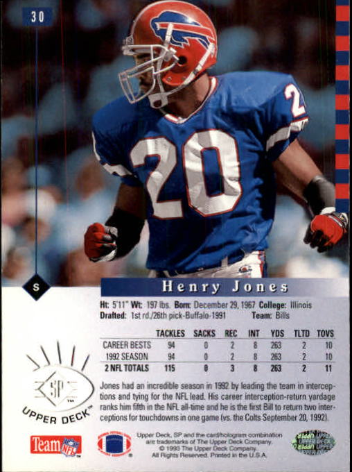 1993 SP #30 Henry Jones back image