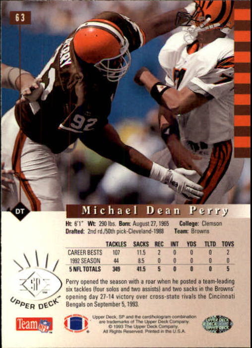 1993 SP #63 Michael Dean Perry back image