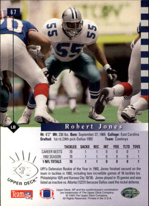 1993 SP #67 Robert Jones back image