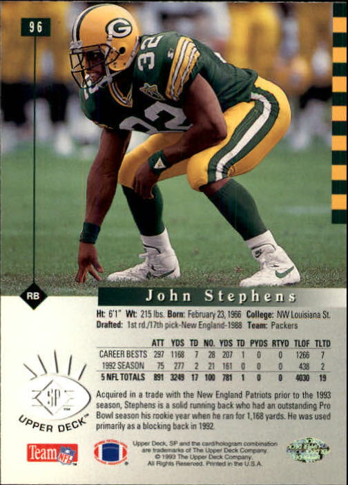 1993 SP #96 John Stephens back image