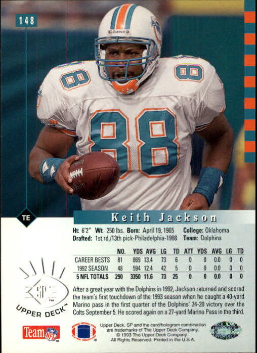 1993 SP #148 Keith Jackson back image
