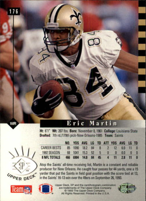 1993 SP #176 Eric Martin back image