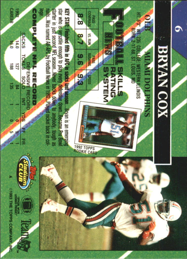 A2126- 1993 Stadium Club FB Card #s 1-250 +Rookies -You Pick- 15+ FREE US SHIP - Picture 13 of 486