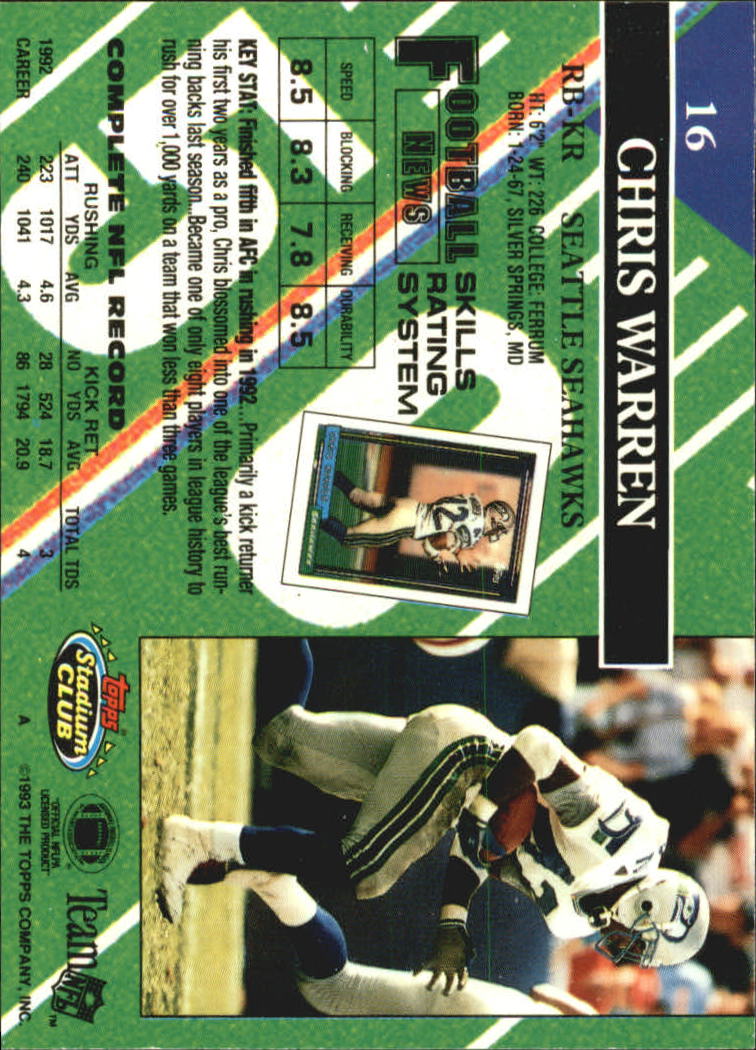 A2126- 1993 Stadium Club FB Card #s 1-250 +Rookies -You Pick- 15+ FREE US SHIP - Picture 32 of 486