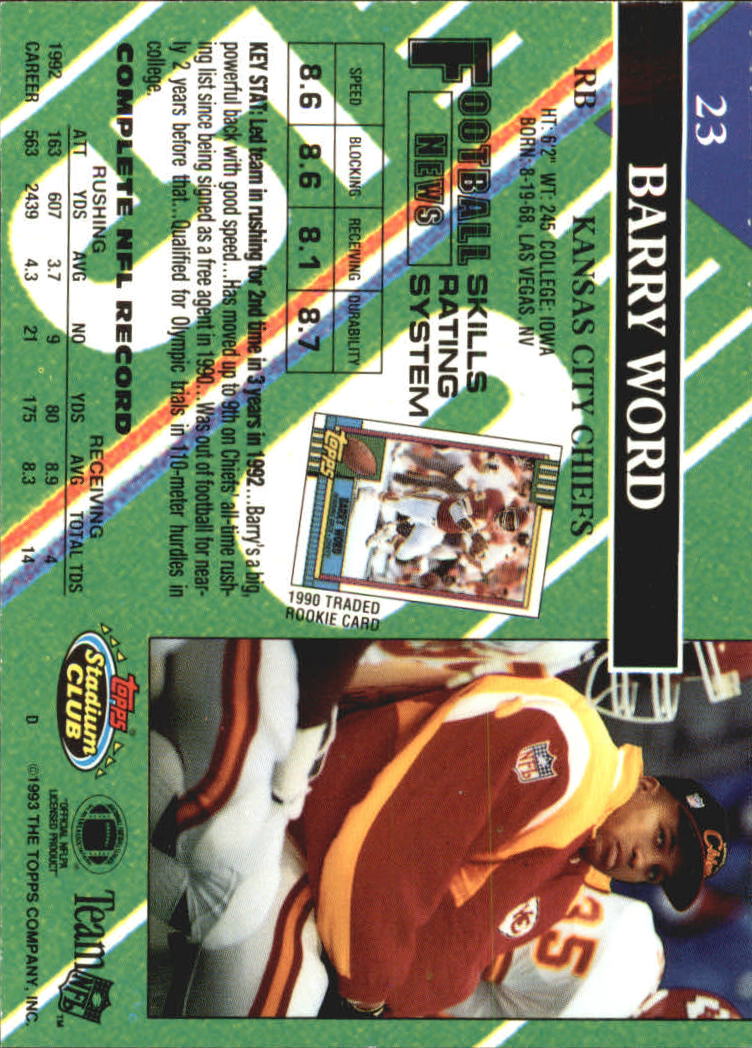 A2126- 1993 Stadium Club FB Card #s 1-250 +Rookies -You Pick- 15+ FREE US SHIP - Picture 46 of 486