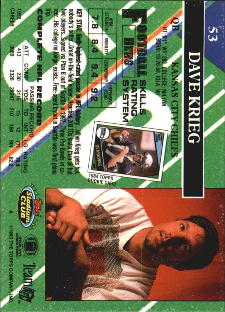 A2126- 1993 Stadium Club FB Card #s 1-250 +Rookies -You Pick- 15+ FREE US SHIP - Picture 104 of 486