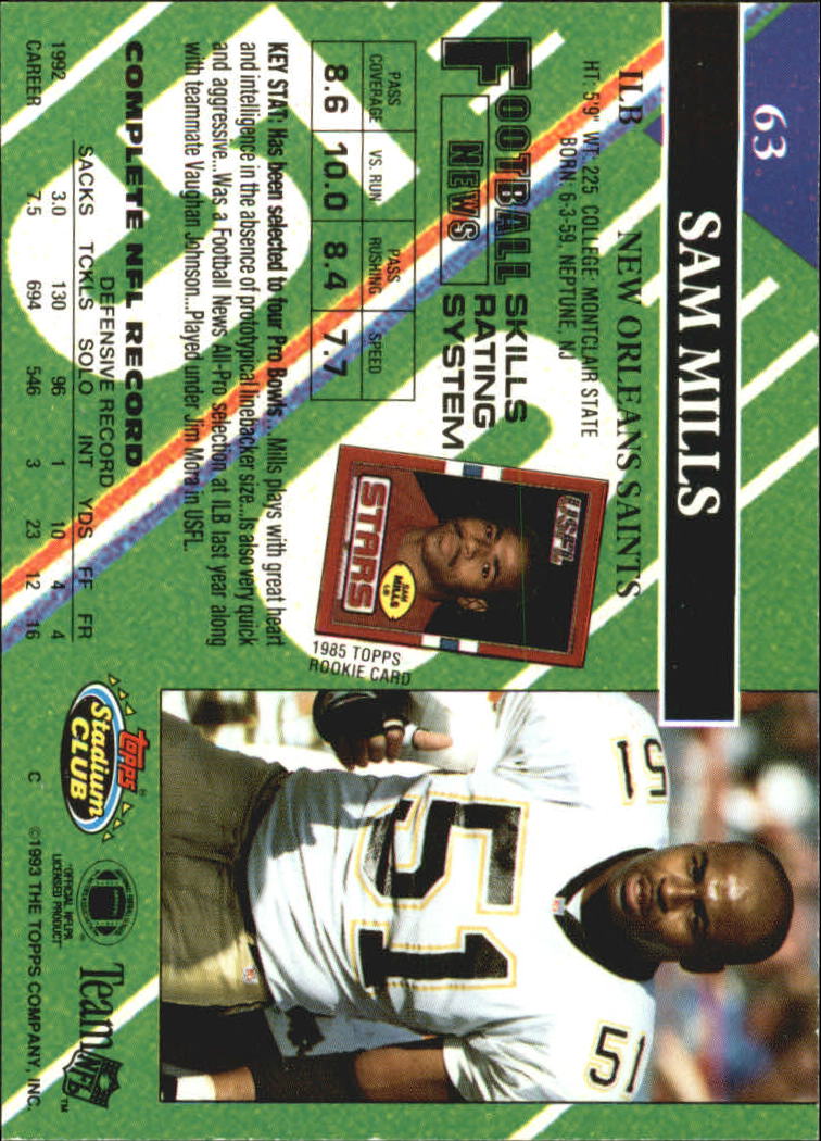 A2126- 1993 Stadium Club FB Card #s 1-250 +Rookies -You Pick- 15+ FREE US SHIP - Picture 122 of 486