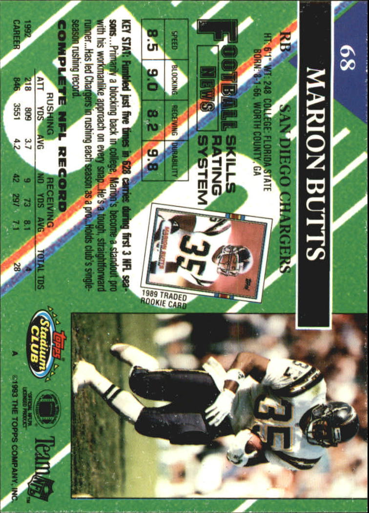 A2126- 1993 Stadium Club FB Card #s 1-250 +Rookies -You Pick- 15+ FREE US SHIP - Picture 132 of 486