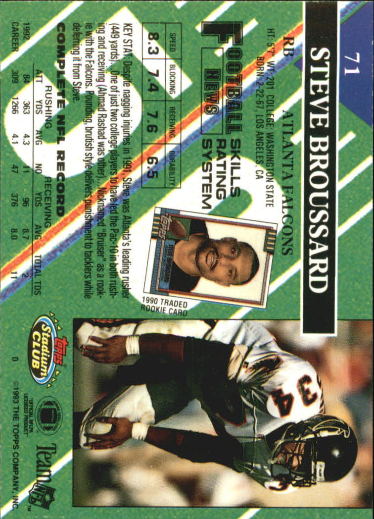 A2126- 1993 Stadium Club FB Card #s 1-250 +Rookies -You Pick- 15+ FREE US SHIP - Picture 138 of 486